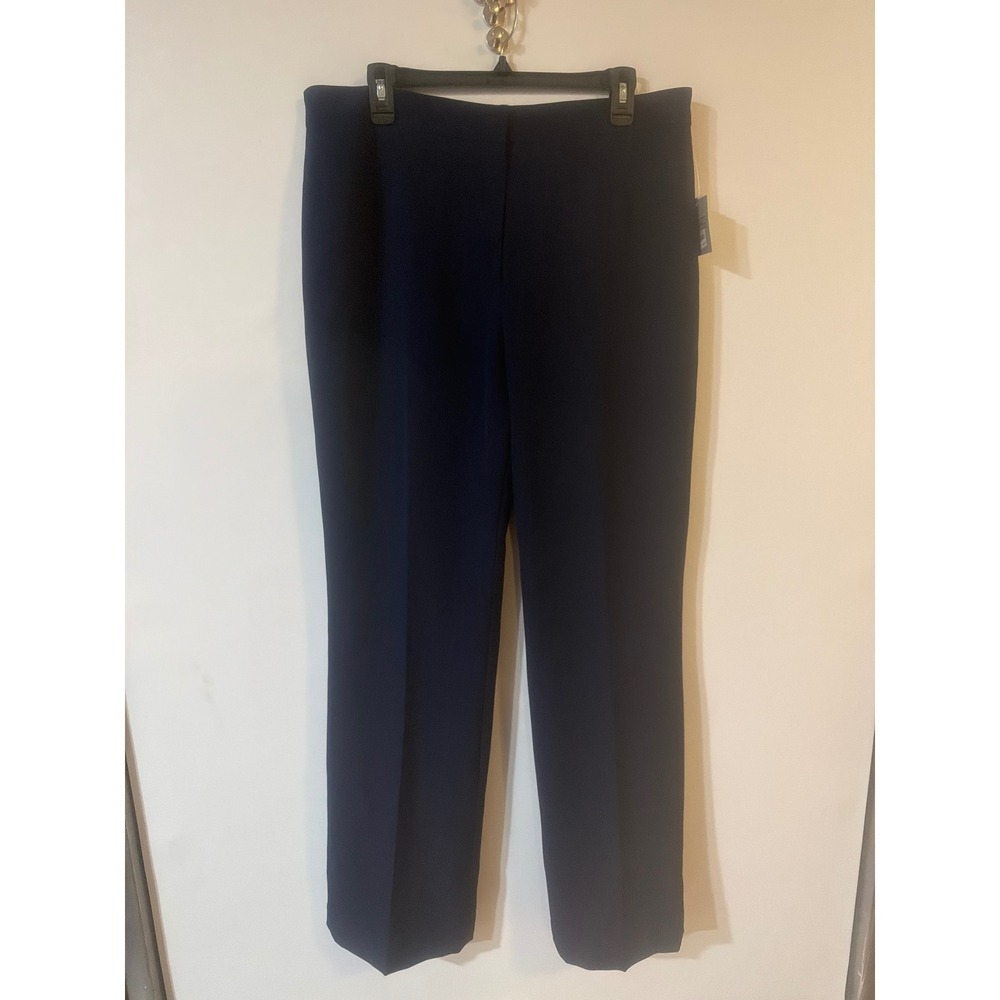 Kasper Kate Navy Blue Straight Leg Dress Pants Womens 12 Career Trousers Slacks